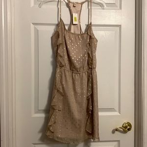 Chelsea & Violet Taupe Sheer Lined Dress, size L.